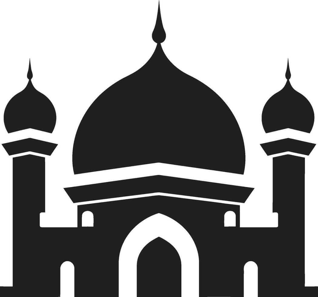 Ornate Oasis Emblematic Mosque Design Islamic Marvel Mosque Iconic Emblem vector