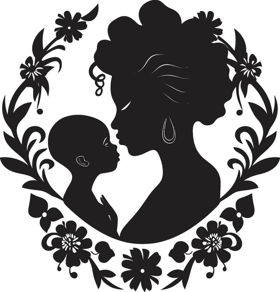 Tender Ties Woman and Child Emblem Unconditional Care Mothers Day Vector