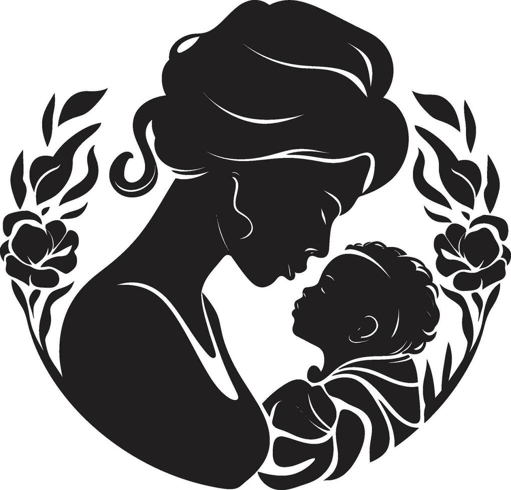 sereno apoyo madre y niño diseño eterno enlace emblema de madres día vector