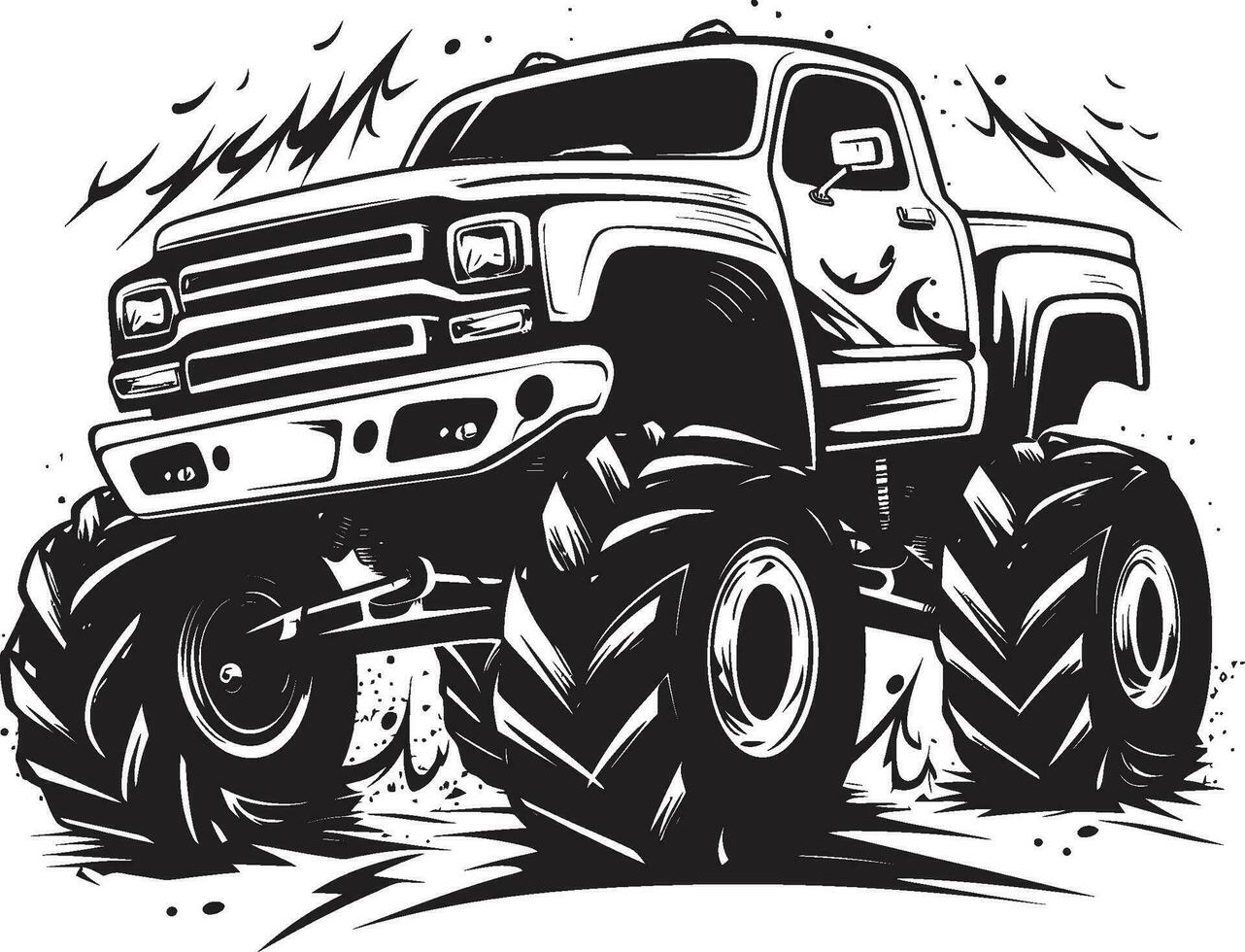 Beastly Rides Monster Truck Logo Rampage Wheels Iconic Truck Design vector