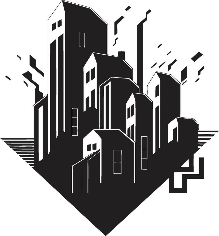 Cityscape Charm Realty Logo Design Prime Properties Iconic Estate Emblem vector