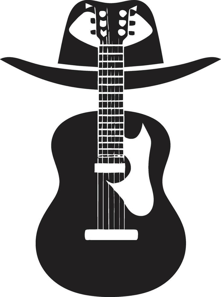 Melody Montage Guitar Icon Art Harmonic Horizon Guitar Emblem Design vector