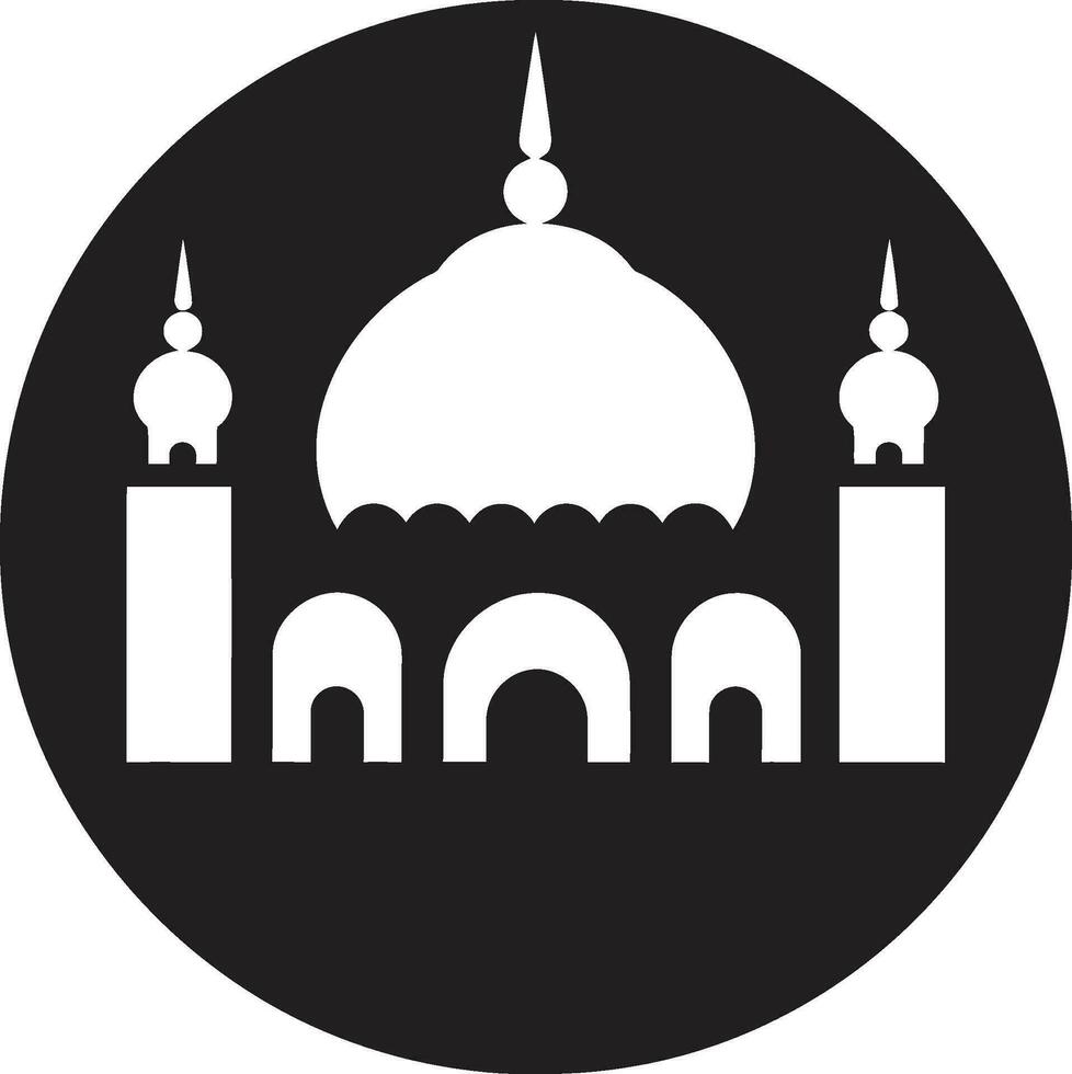 Sacred Silhouette Mosque Icon Emblem Reverent Realm Mosque Emblematic Design vector