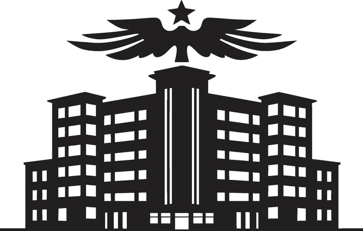 vigilante torre clínica icónico emblema médico nexo hospital logo emblema vector