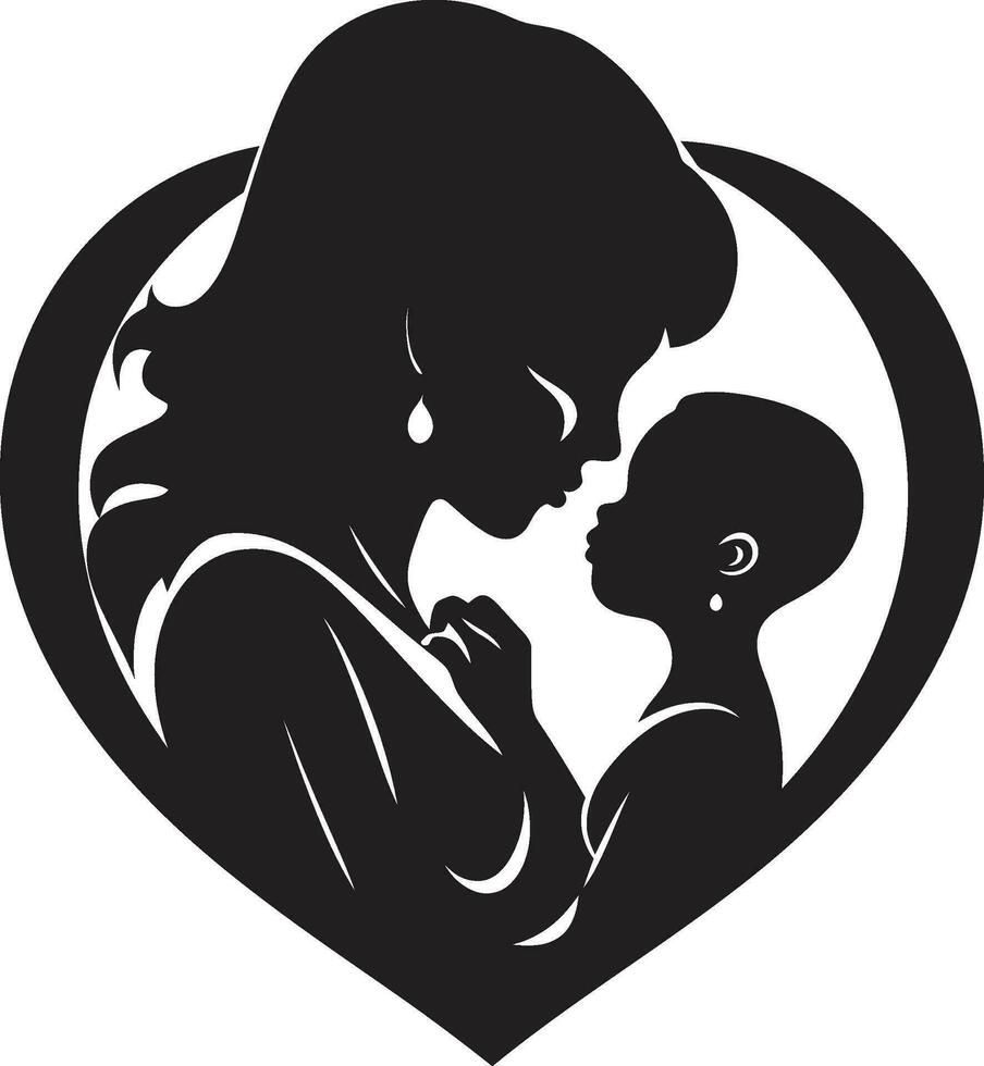 Tender Ties Mothers Day Emblem Unconditional Care Woman and Child Vector