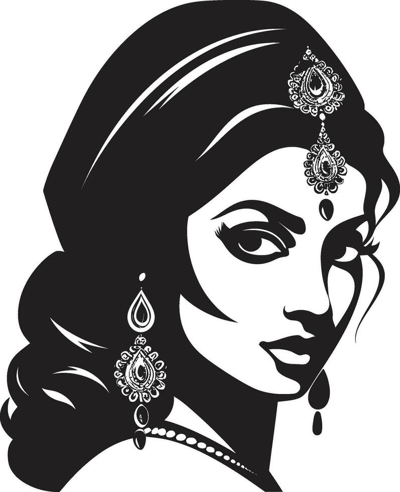 Enchanting Dulhan Iconic Bride Vector Regal Rajkumari Indian Wedding Emblem