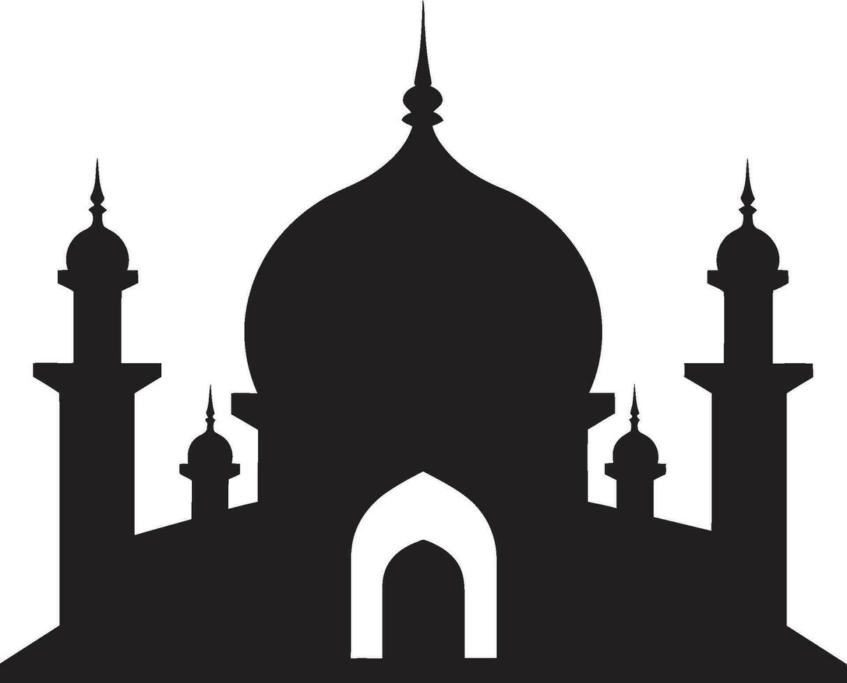fiel edificio icónico emblemático diseño creciente cresta mezquita icono diseño vector