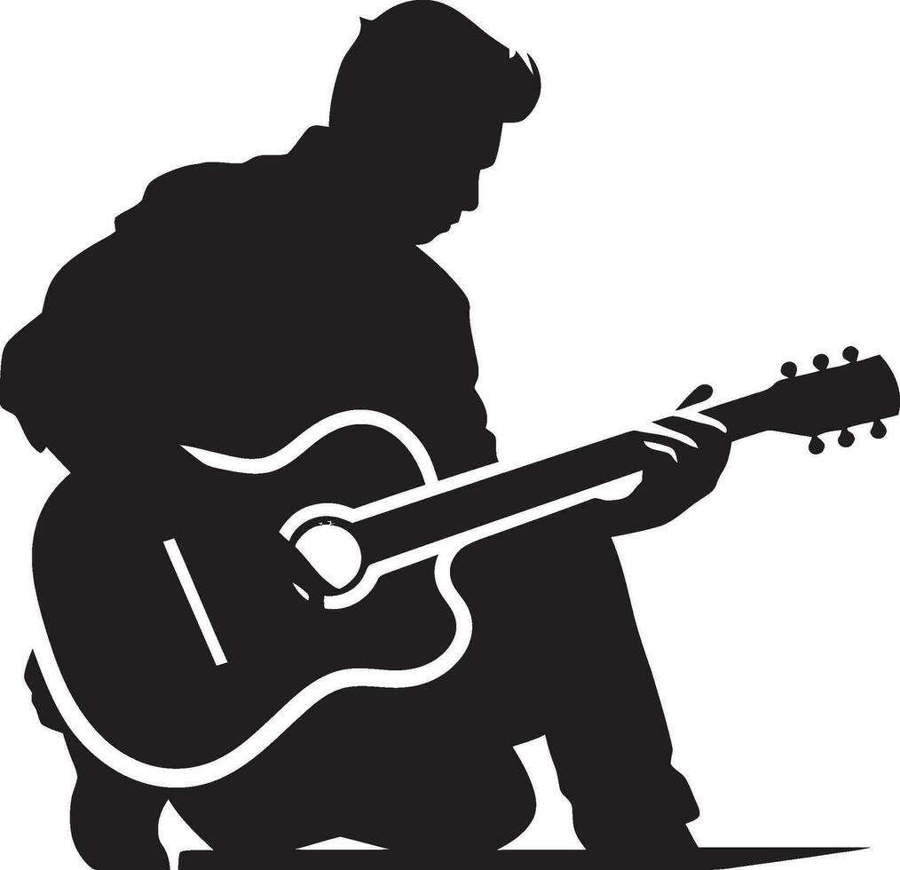 Serenade Serenity Guitar Player Vector Icon Harmonic Horizon Musician Icon Vector