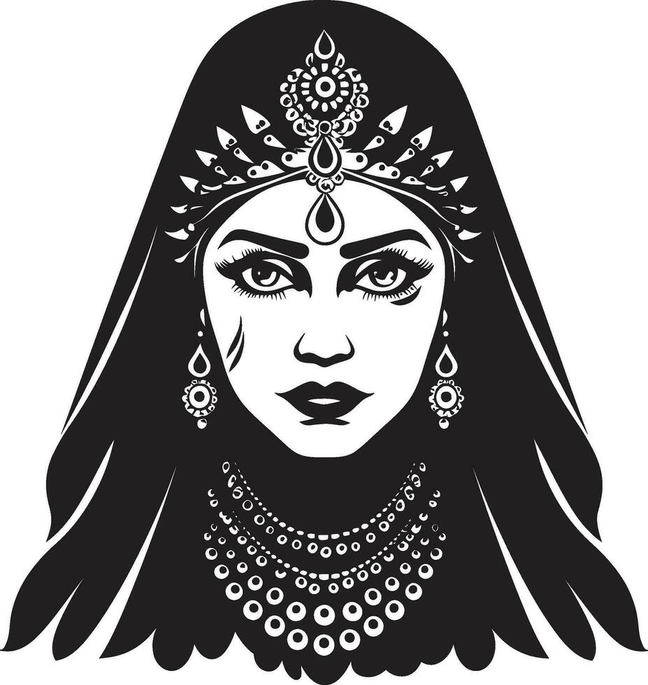 Iconic Ethereal Bride Emblem Timeless Tradition Indian Wedding Woman vector
