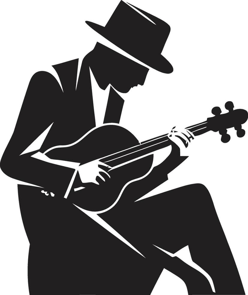 Serenade Serenity Guitarist Logo Art Harmonic Horizon Musician Emblem Design vector