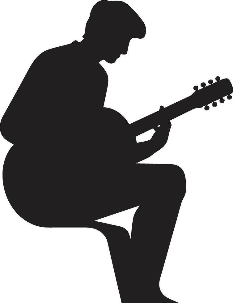 Fretboard Finesse Musician Emblematic Acoustic Anthem Guitar Player Logo Design vector