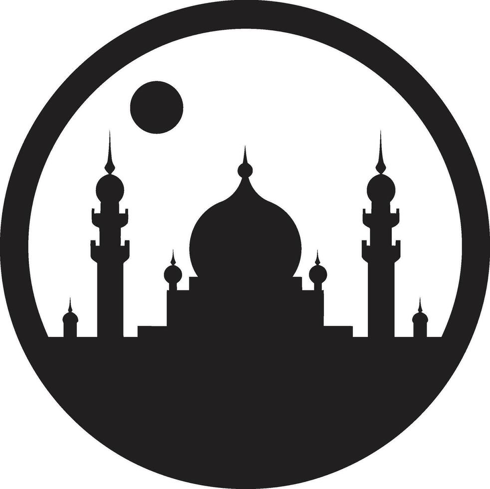 Heavenly Haven Mosque Vector Icon Minaret Majesty Emblematic Mosque Emblem