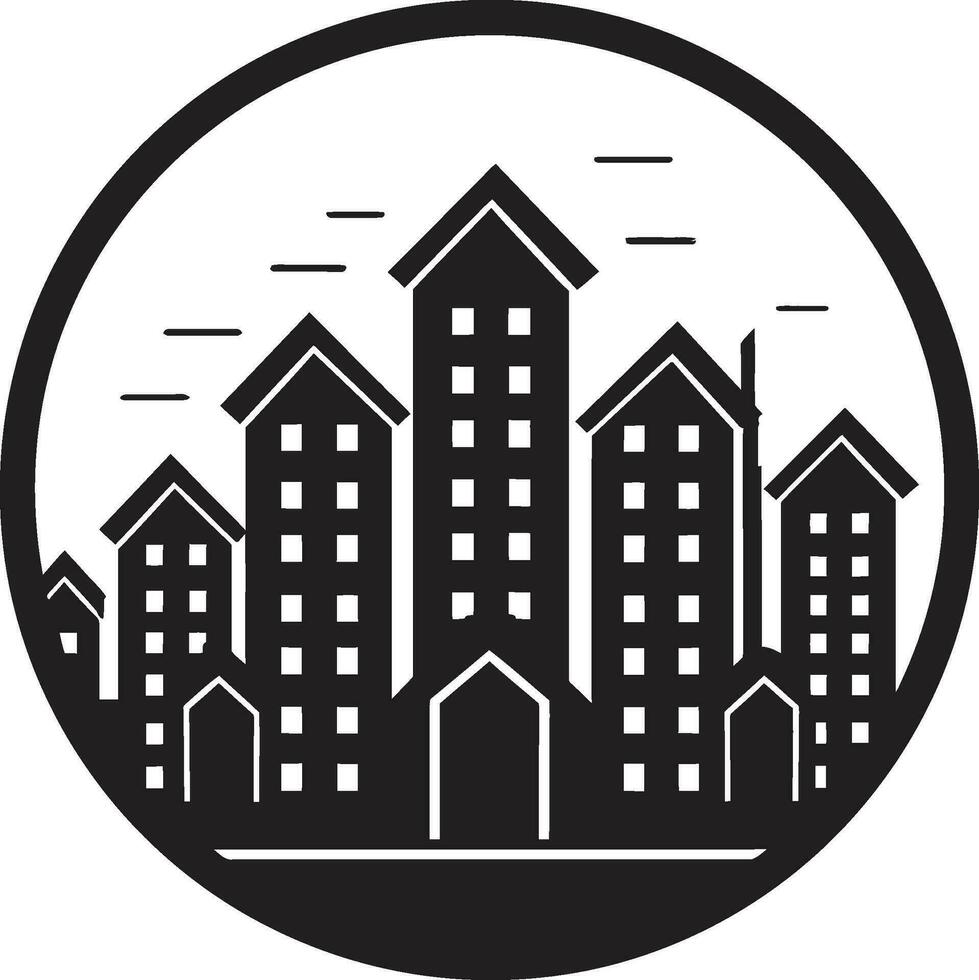 Architectural Affinity Real Estate Vector Cityscape Charm Realty Logo Design