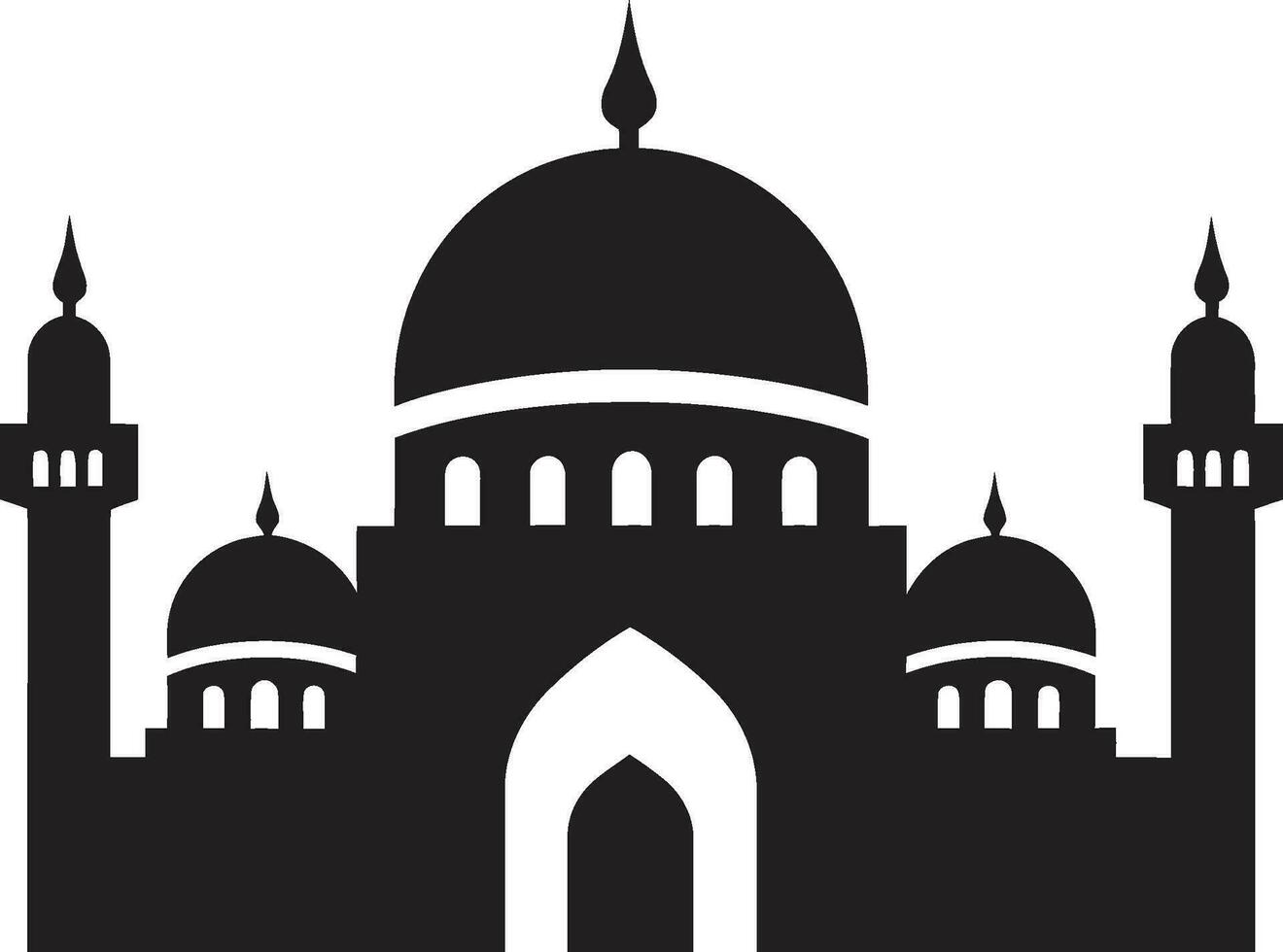 Tranquil Temples Emblematic Mosque Vector Spiritual Spire Iconic Mosque Icon