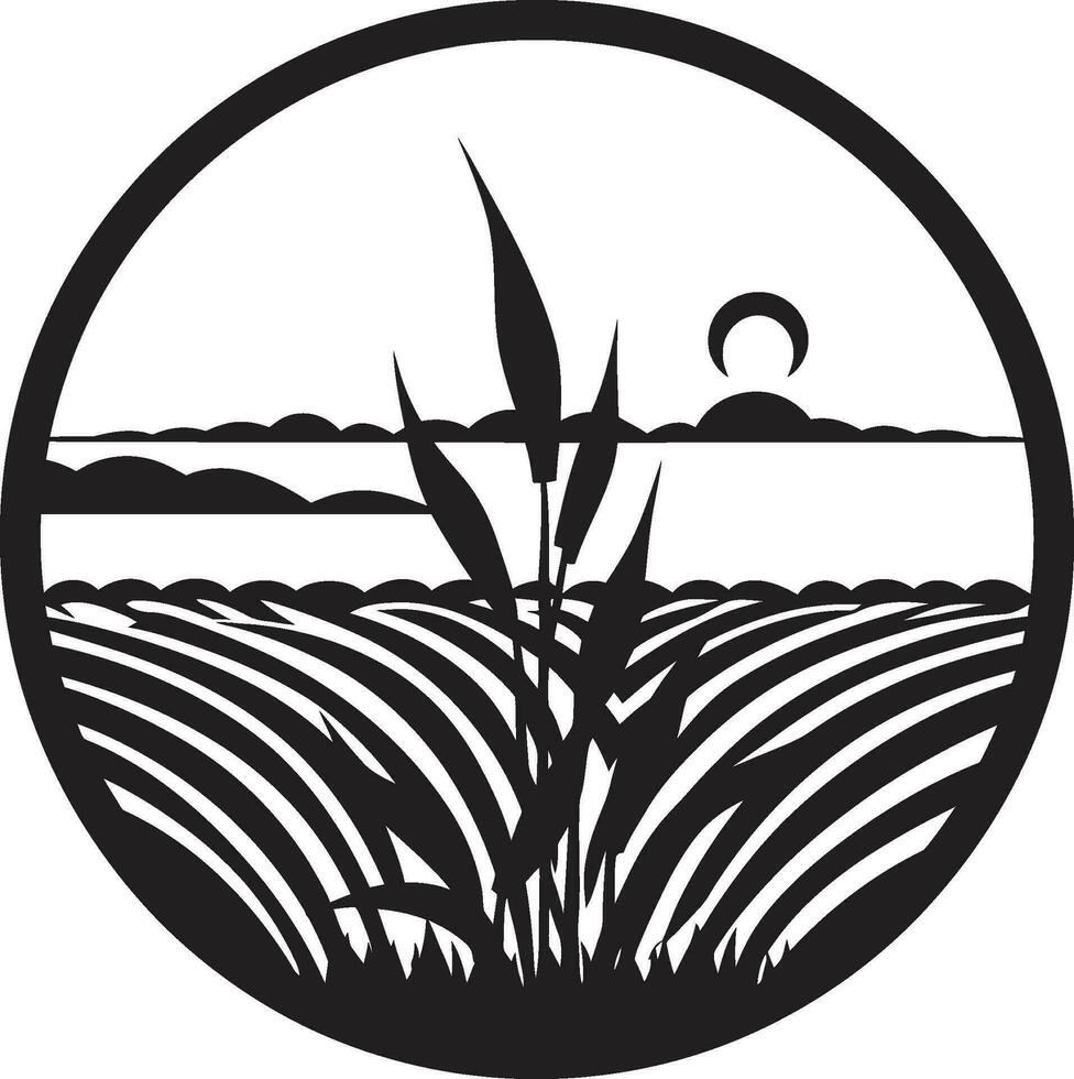 campos de prosperidad agricultura emblema vector cosecha horizonte agricultura logo vector icono
