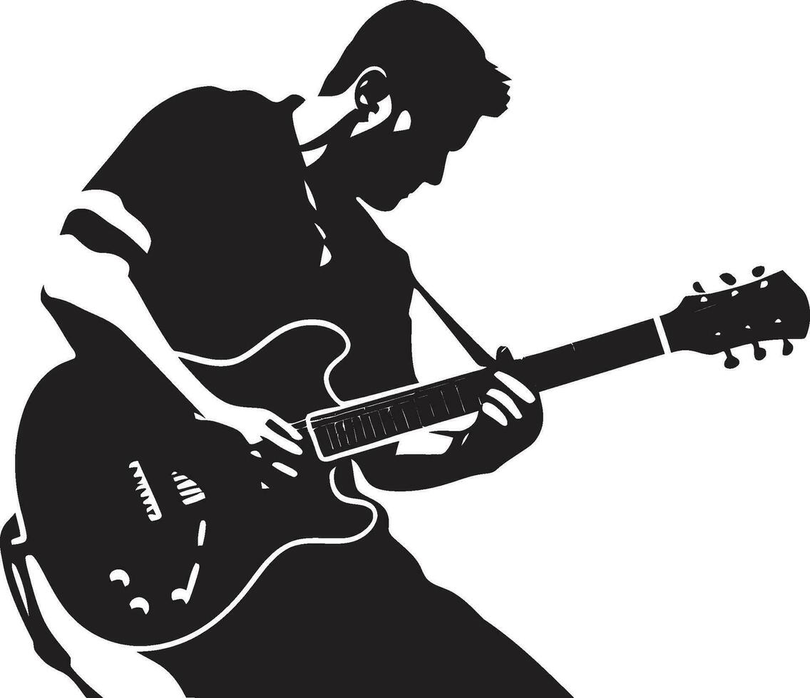 Strumming Serenade Musician Logo Design Acoustic Aura Guitarist Emblem Design vector