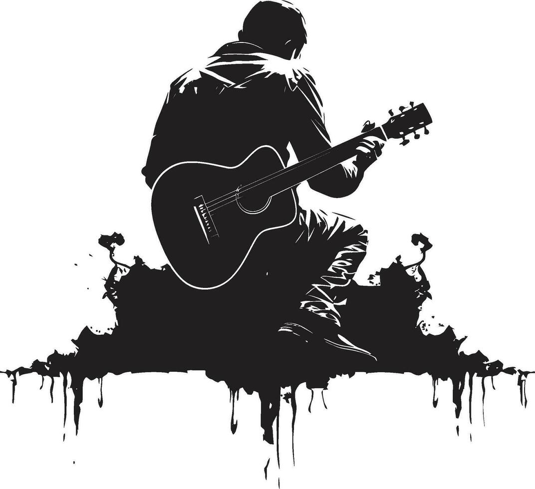 ritmo ensueño músico icono vector cuerda sinfonía guitarra jugador logo gráfico