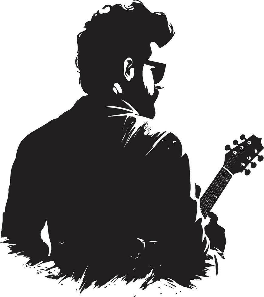 diapasón fantasía músico icono vector acústico aria guitarrista logo diseño