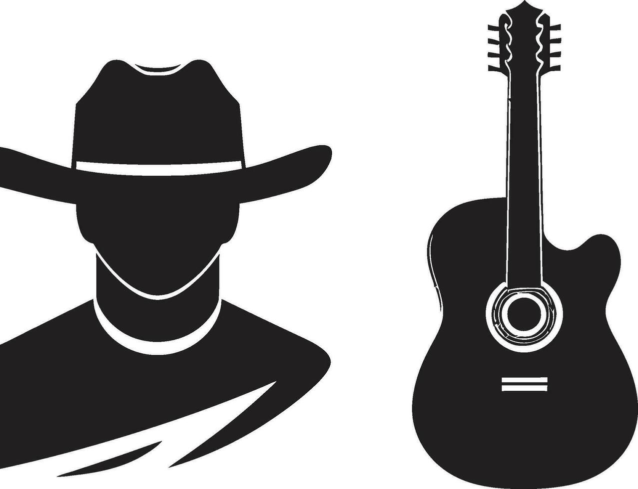 Serene Soundscapes Emblematic Guitar Icon Fretboard Flourish Guitar Logo Vector