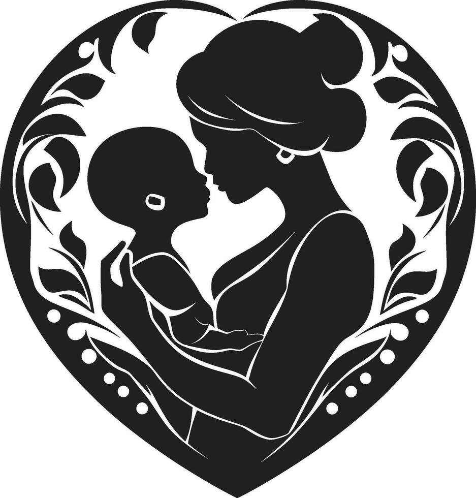 Infinite Affection Woman and Child Icon Endless Devotion Mothers Day Emblem vector