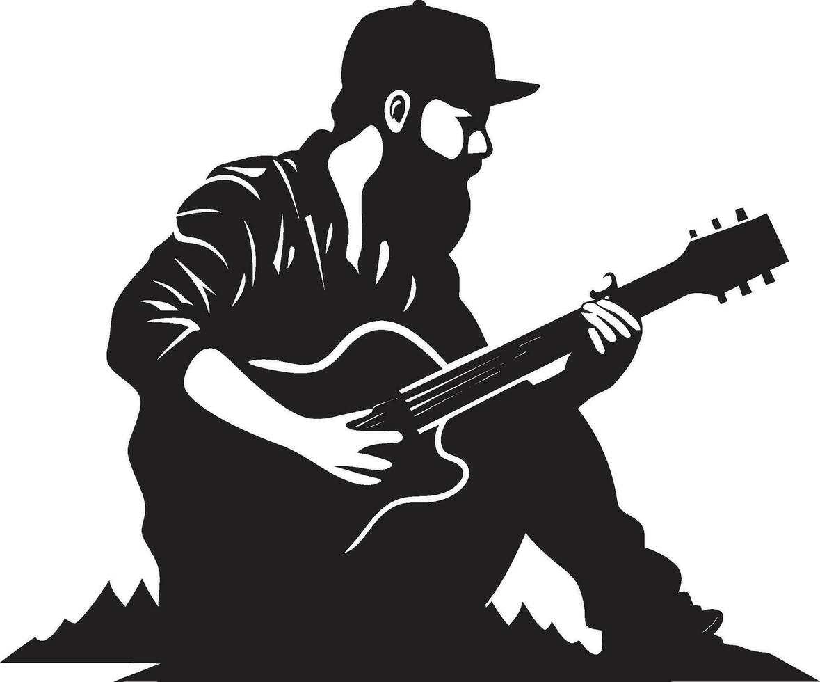 armónico armonía guitarra jugador logo diseño diapasón finura músico icono vector