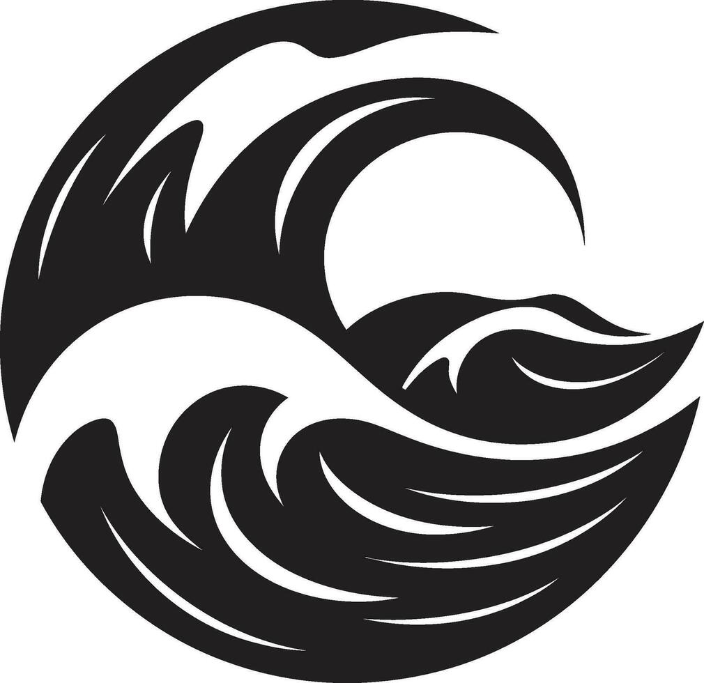 Coastal Curve Water Wave Emblem Design Flowing Form Minimalist Wave Icon Vector