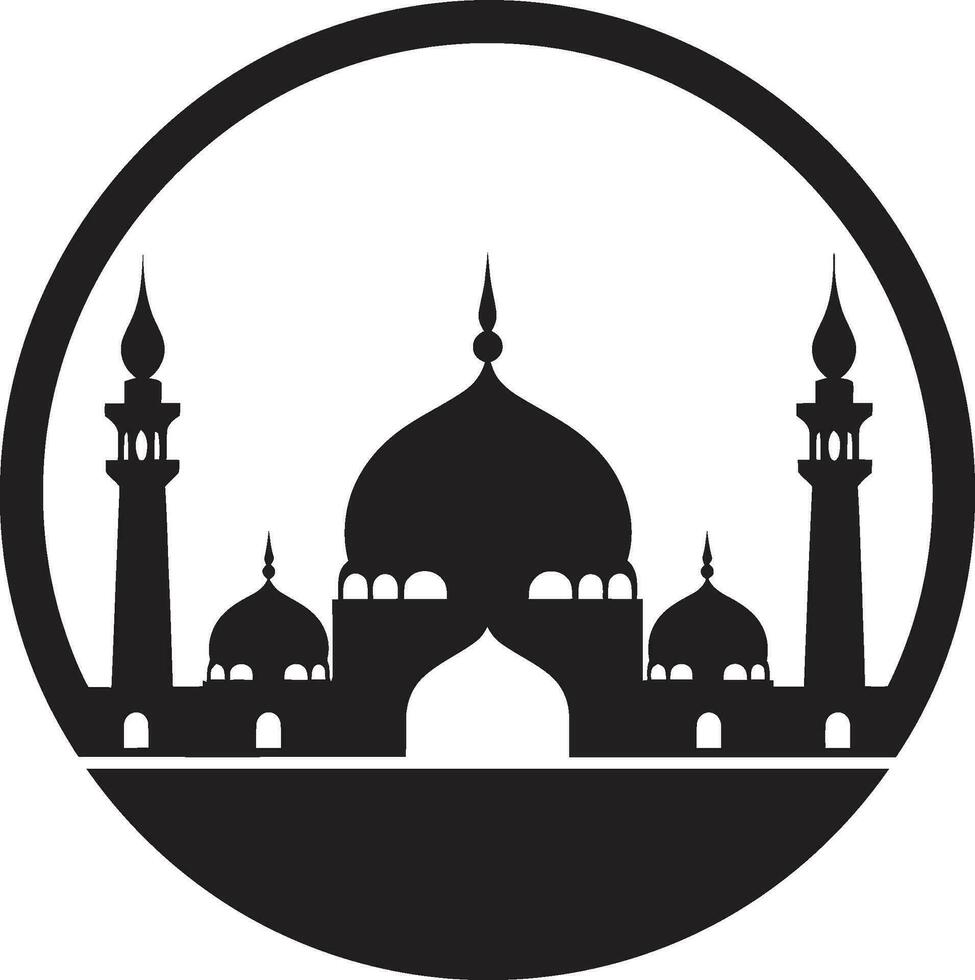 Tranquil Towers Mosque Icon Vector Serene Structure Emblematic Mosque Icon