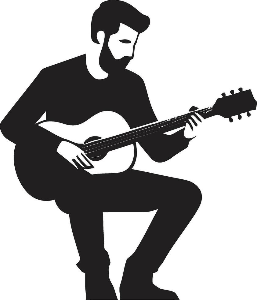 Melodic Muse Guitar Player Icon Vector Serenade Style Musician Logo Graphic