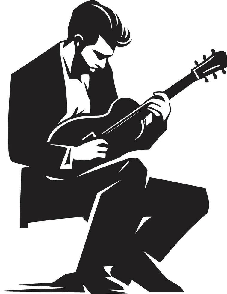 Melodic Mastery Guitar Player Vector Strumming Serenade Musician Iconic Emblem