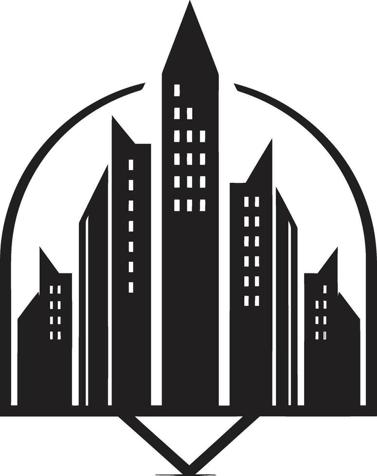 Architectural Affinity Estate Logo Design Cityscape Charm Emblem of Realty vector