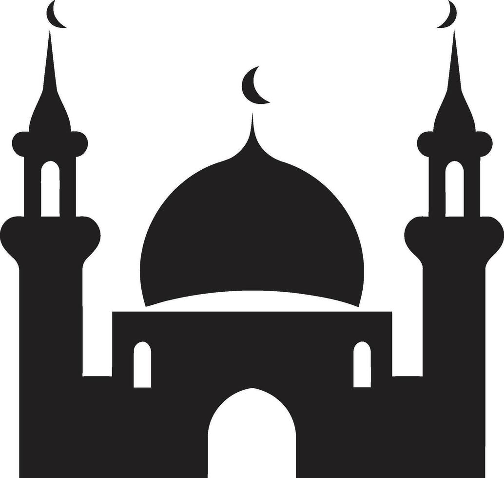 Divine Domes Iconic Mosque Vector Sanctified Serenity Emblematic Mosque Icon