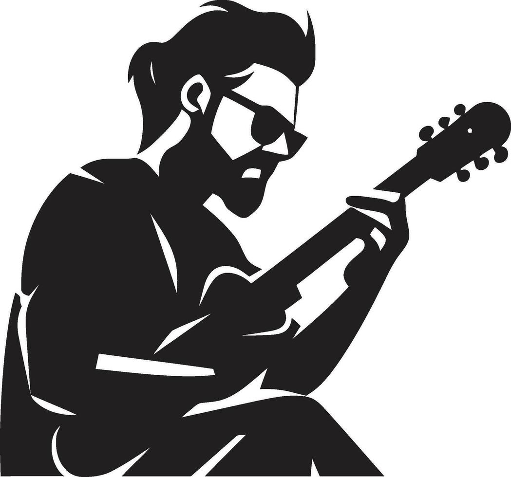 diapasón fantasía guitarrista logo vector acústico aria músico emblema diseño