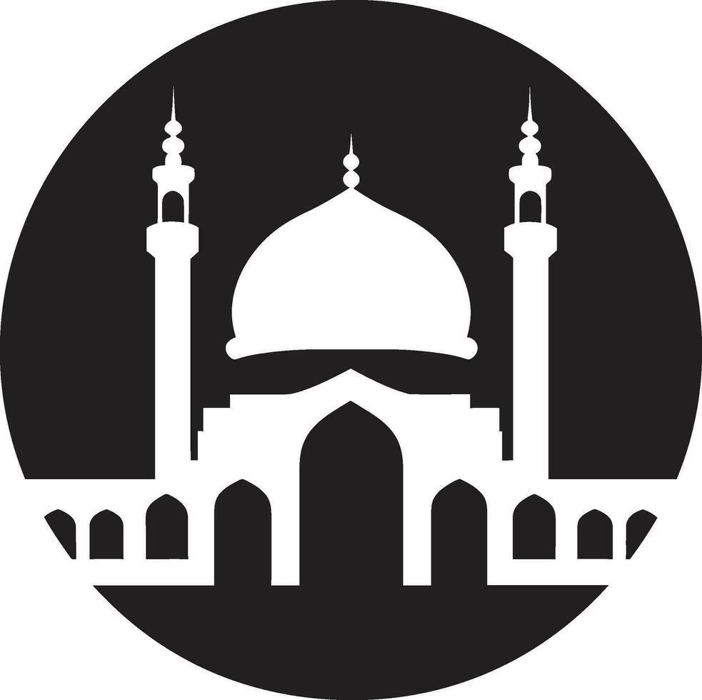 Serene Structure Emblematic Mosque Icon Spiritual Skyline Mosque Logo Vector