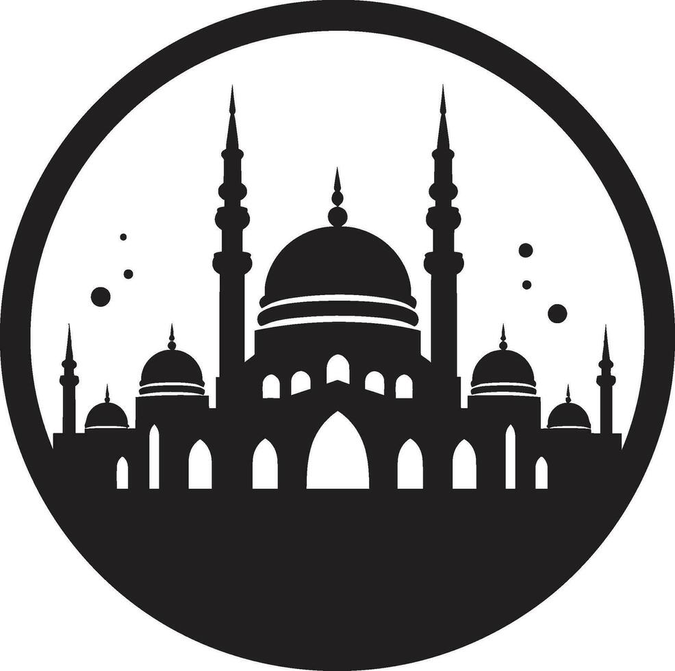 Ethereal Echo Mosque Icon Emblem Sacred Spires Emblematic Mosque Logo vector