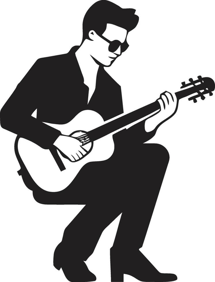 rítmico reverberación músico icono vector serenata serenidad guitarrista logo Arte