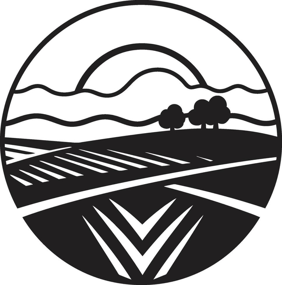 cosecha horizonte agricultura icónico emblema agronomía arte agricultura logo vector icono