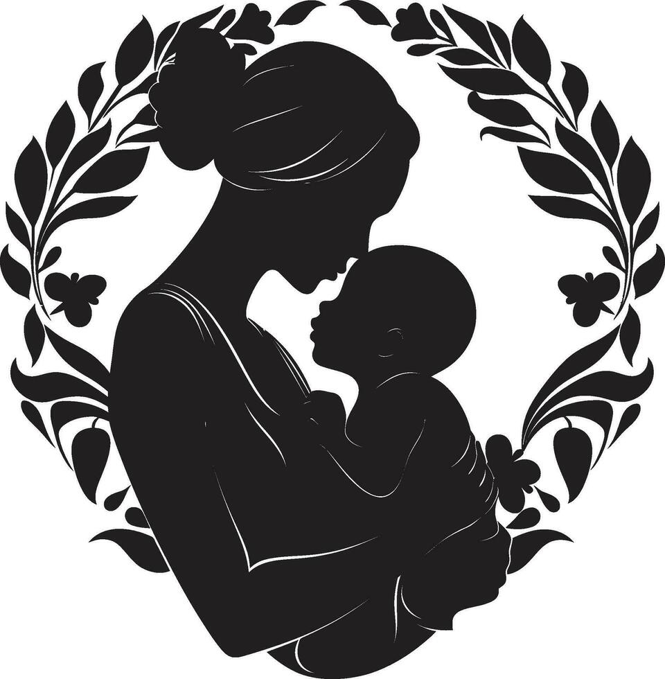 materno amor mujer y niño emblema infinito afecto madres día icono vector