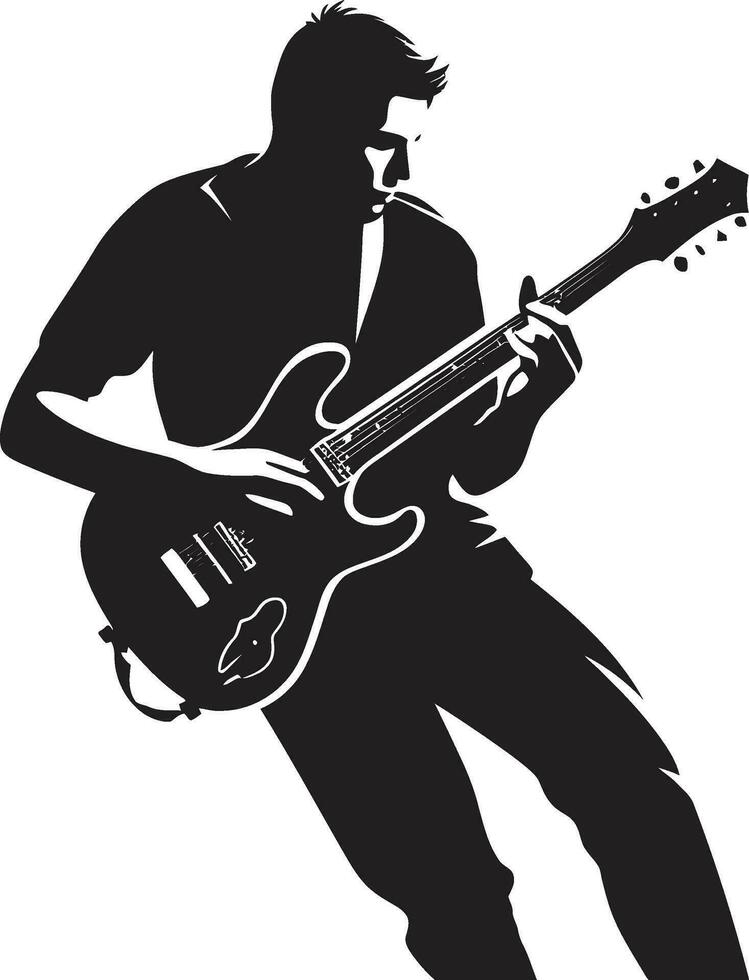 acústico himno guitarra jugador emblemático ritmo ensueño músico logo símbolo vector