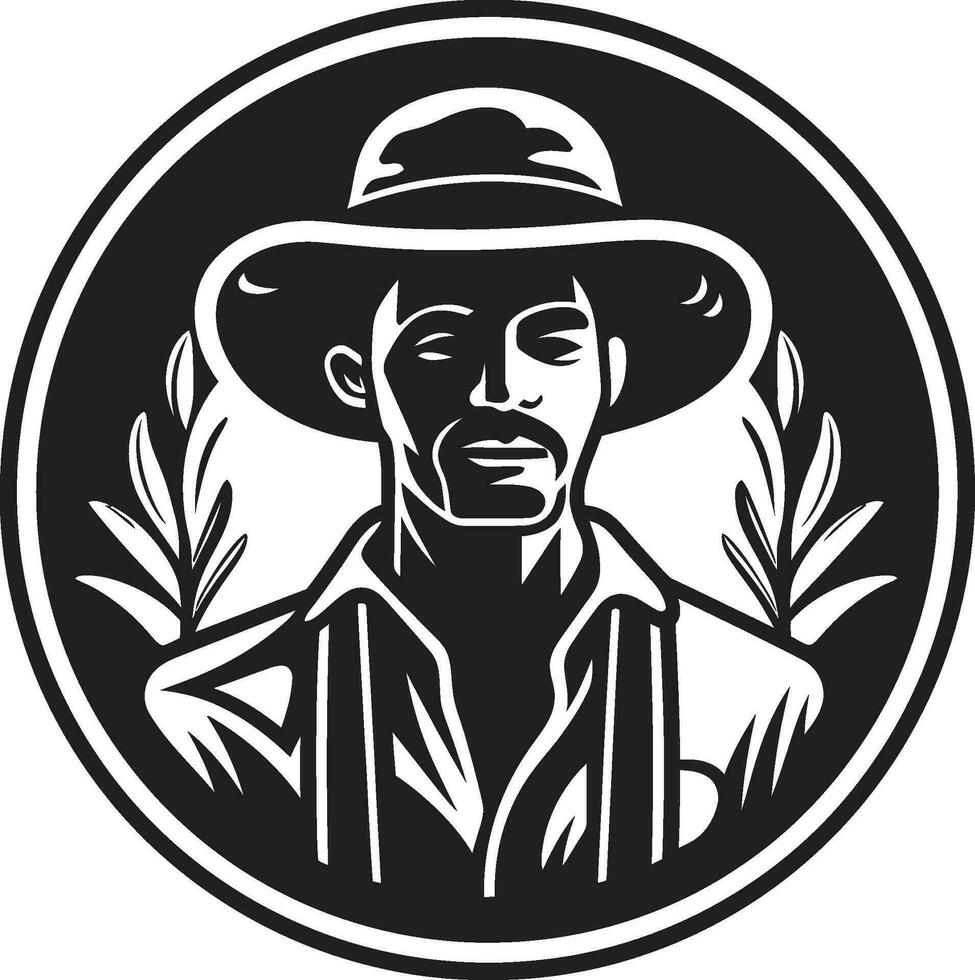 Agrarian Aura Emblematic Design Rural Rhythms Farmer Icon Vector