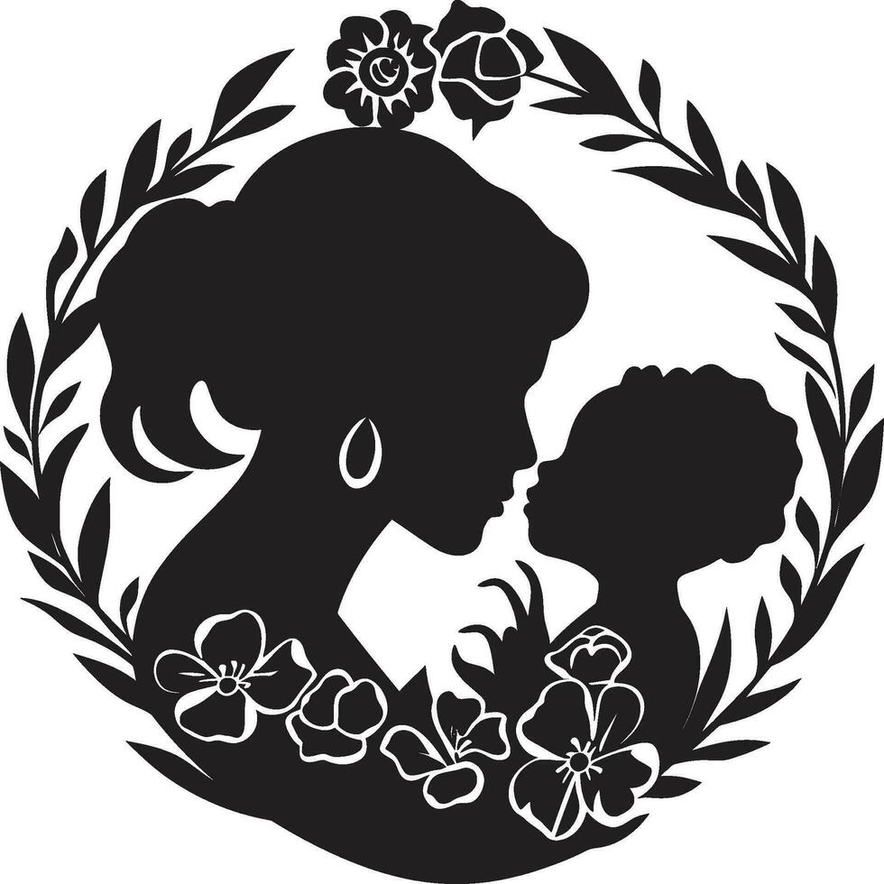 sereno apoyo madre y niño diseño eterno enlace madres día logo vector