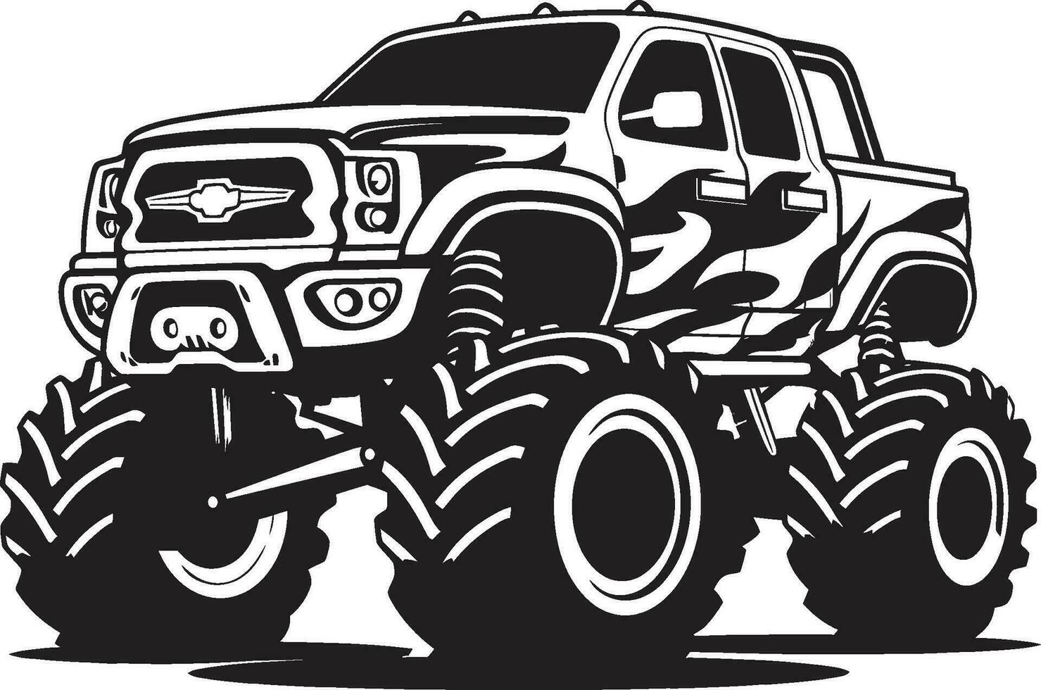 Mighty Wheels Iconic Truck Logo Thrill Thrasher Monster Truck Emblem vector