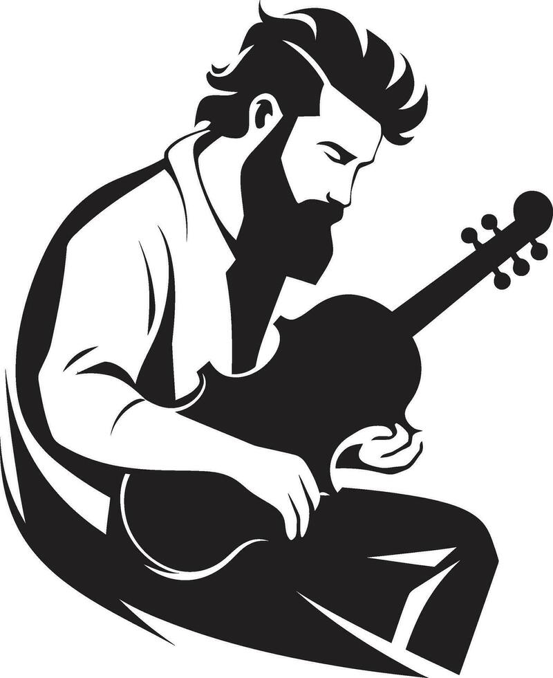 Strumming Serenade Guitarist Emblematic Emblem Acoustic Aura Musician Vector Symbol