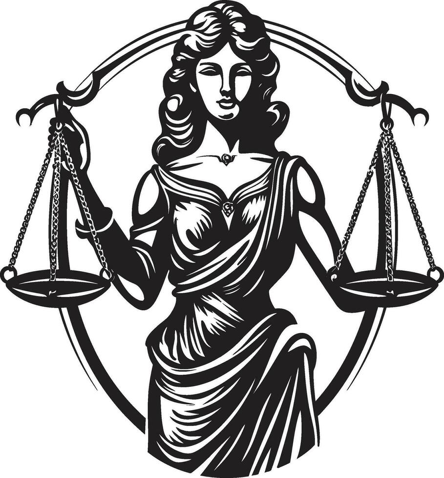 equilibrado comportamiento emblema de justicia dama más bella fachada justicia dama diseño vector