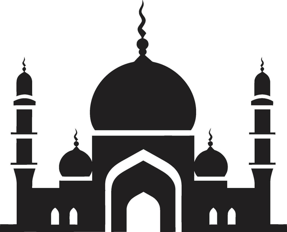 Ornate Oasis Mosque Icon Vector Islamic Marvel Emblematic Mosque Icon
