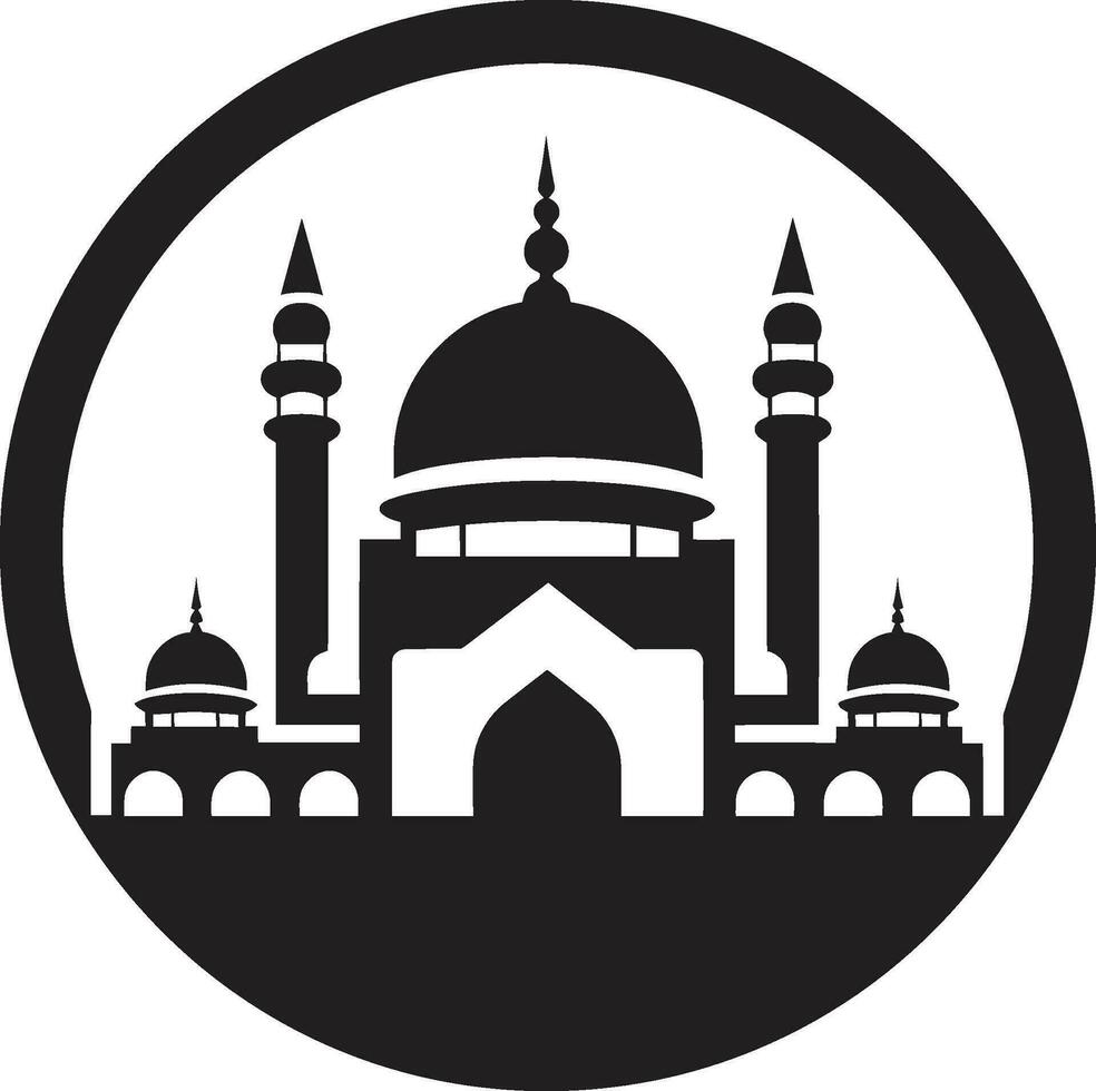 Minaret Majesty Mosque Emblematic Design Celestial Columns Iconic Mosque Vector
