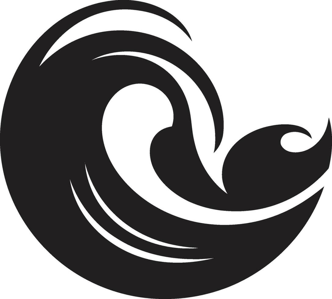 Cresting Current Minimalist Wave Emblem Design Liquid Lineage Water Wave Icon Vector