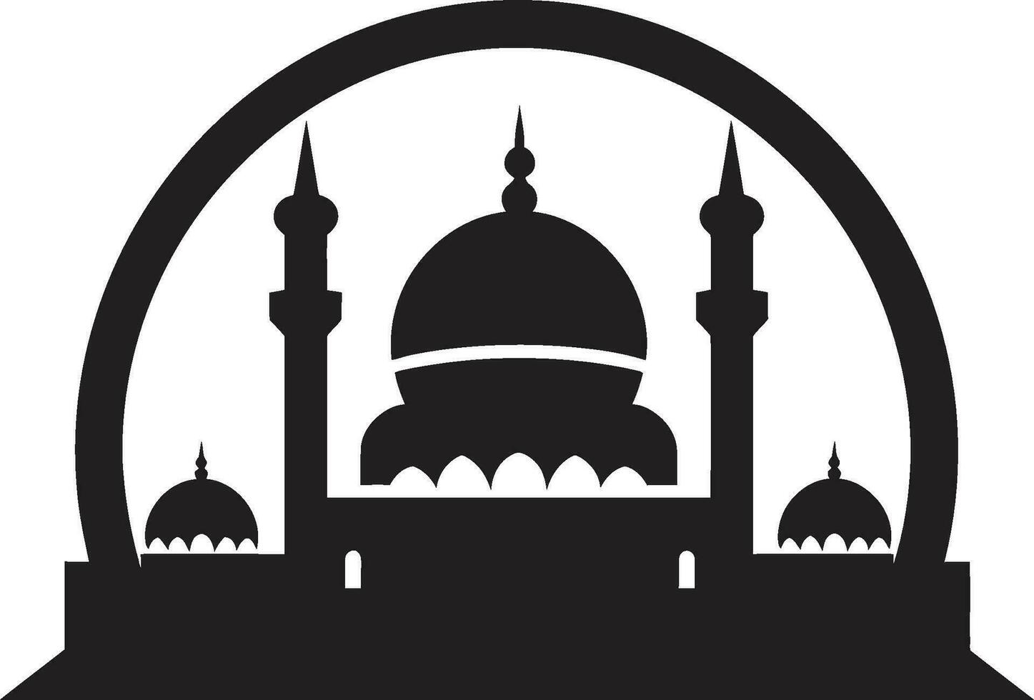 fiel edificio icónico emblemático diseño creciente cresta mezquita icono diseño vector