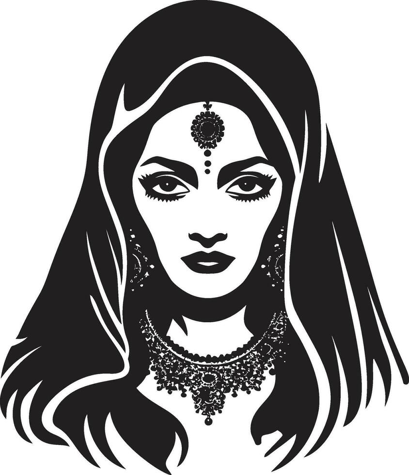 cultural clásico novia logo emblema radiante novia indio Boda mujer logo vector