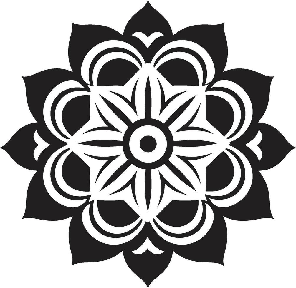 Serene Symmetry Iconic Mandala Design Spiritual Swirls Mandala Emblem Icon vector