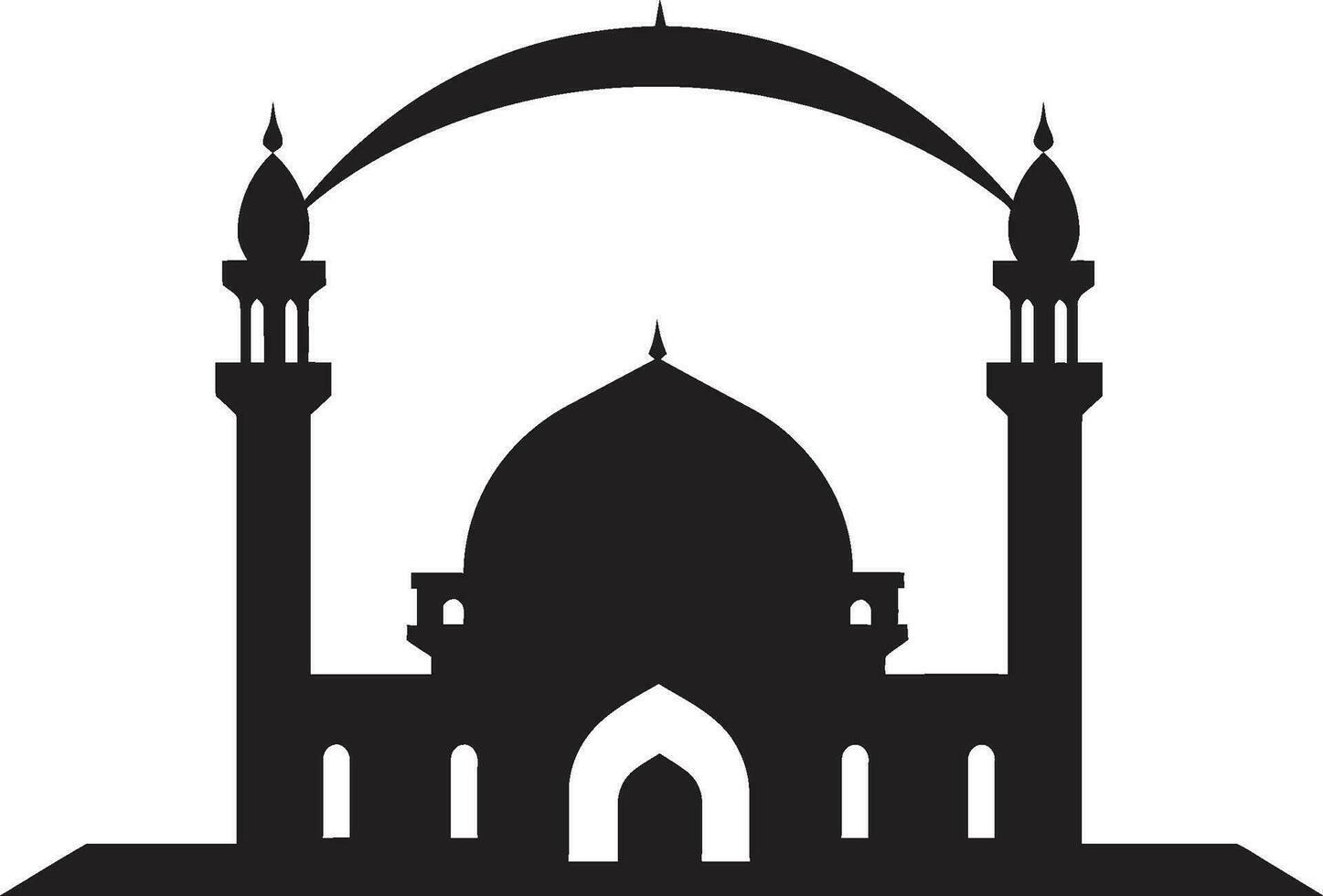 Ornate Oasis Emblematic Mosque Design Islamic Marvel Mosque Iconic Emblem vector